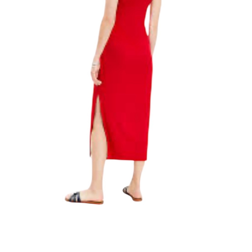LOFT Red Sleeveless Bodycon Midi Dress